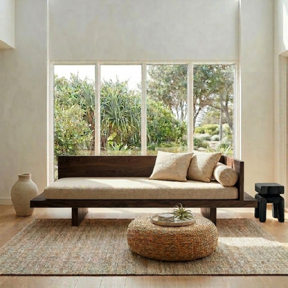 Handcrafted Asymmetrical Solid Wood Daybed Frame - Modern L-Shape Platform Bed