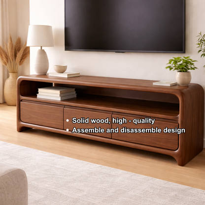 Solid Wood TV Stand with Sleek Design and Storage Drawers Kitchnce