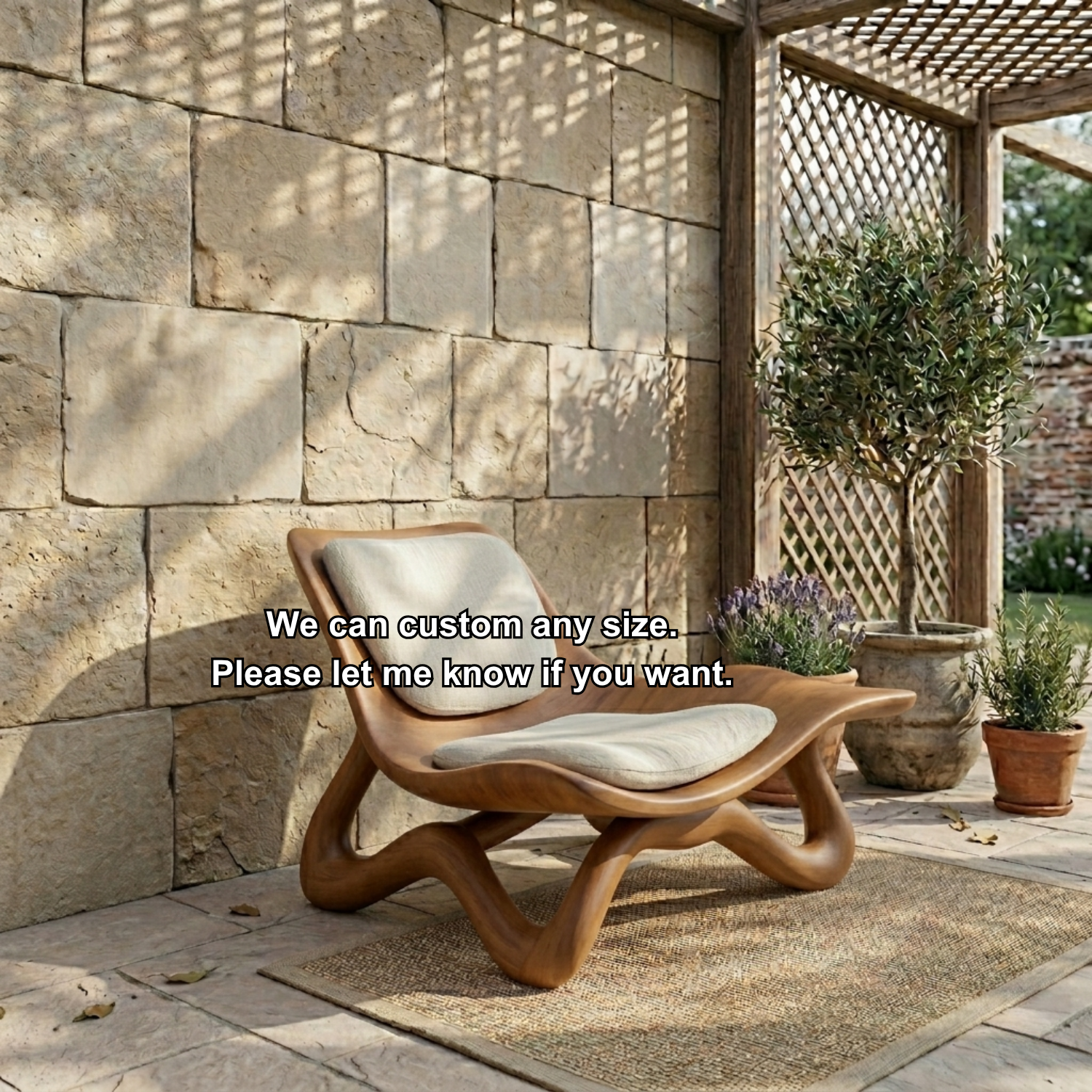 Handcrafted Solid Wood Lounge Chair – Modern Sculptural Curved Accent Chair