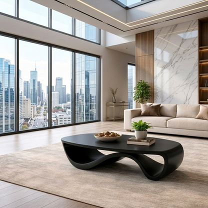 Sculptural Solid Wood Coffee Table – Modern Organic Living Room Center Table Kitchnce