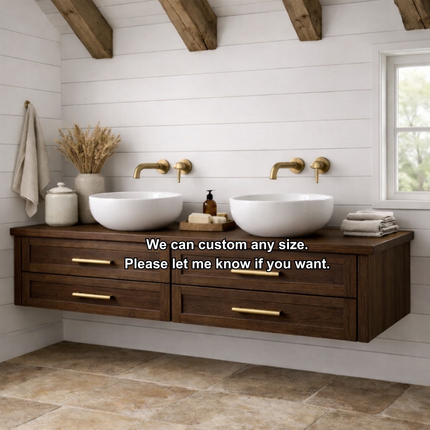 Handcrafted Solid Wood Floating Bathroom Vanity with Storage – Modern Wooden Design Kitchnce