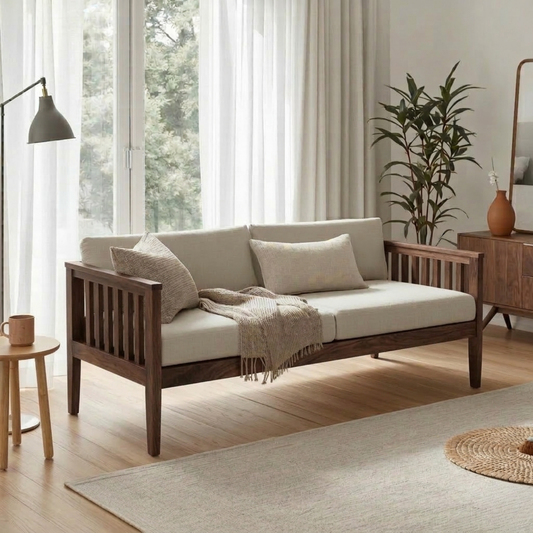 Handcrafted Solid Wood Slat Daybed Frame - Mission Style Sofa Bed