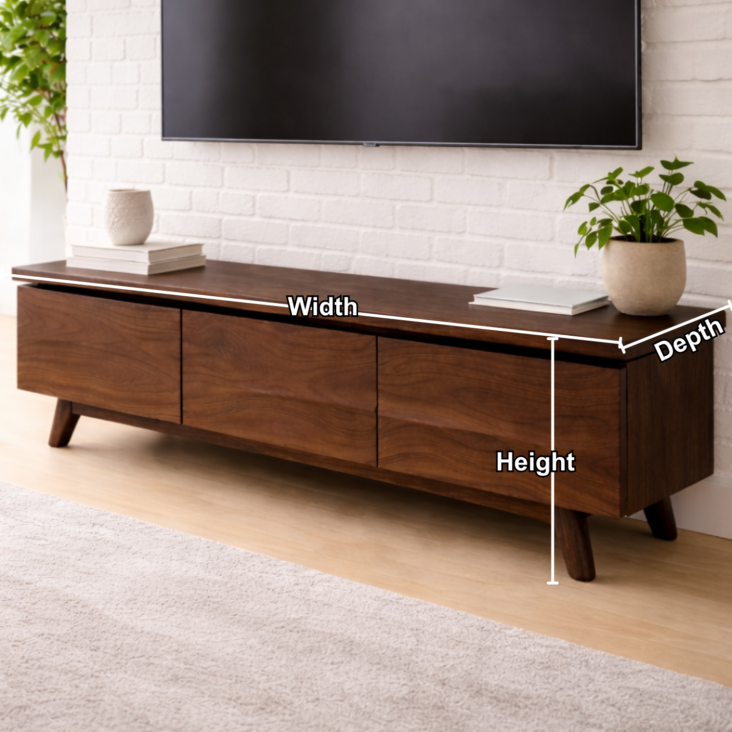 Solid Wood TV Stand with Modern Design and Storage Kitchnce