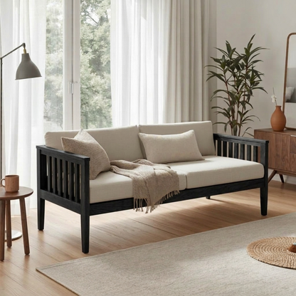 Handcrafted Solid Wood Slat Daybed Frame - Mission Style Sofa Bed