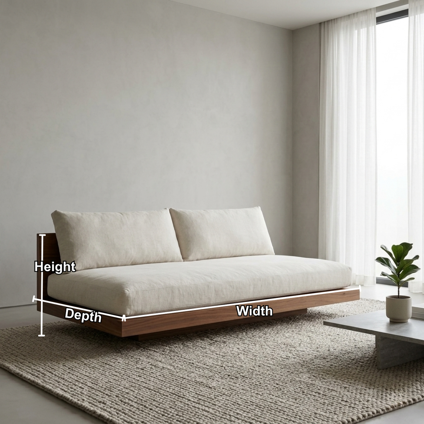Solid Wood Platform Sofa Frame – Minimalist Low Profile Modern Wood Sofa Kitchnce