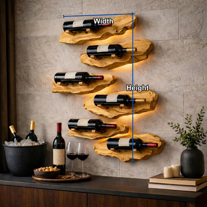 Handcrafted Live Edge Wood Wine Holder – Wall Mounted Solid Wood Wine Rack
