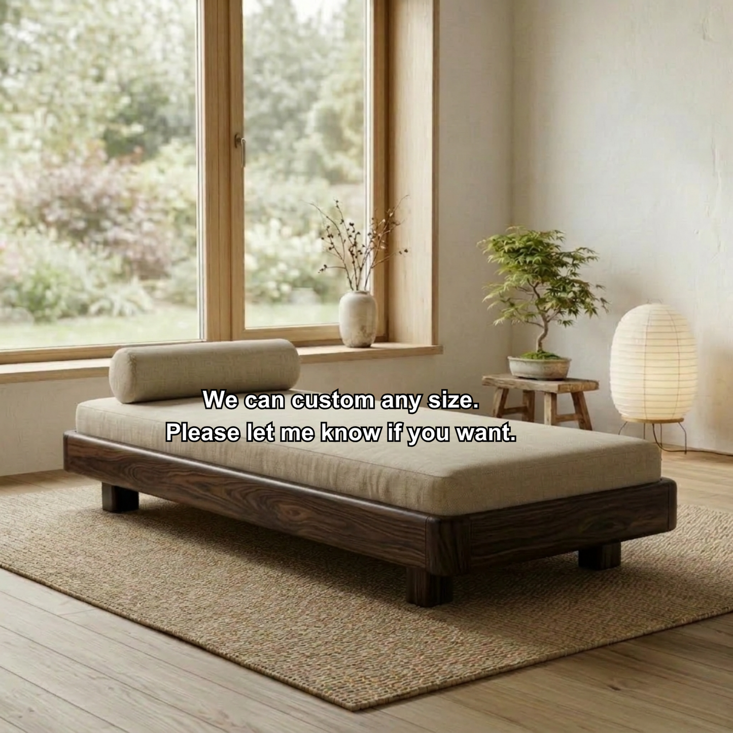 Handcrafted Japandi Solid Wood Daybed Frame - Low Profile Minimalist Bed