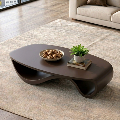 Sculptural Solid Wood Coffee Table – Modern Organic Living Room Center Table Kitchnce
