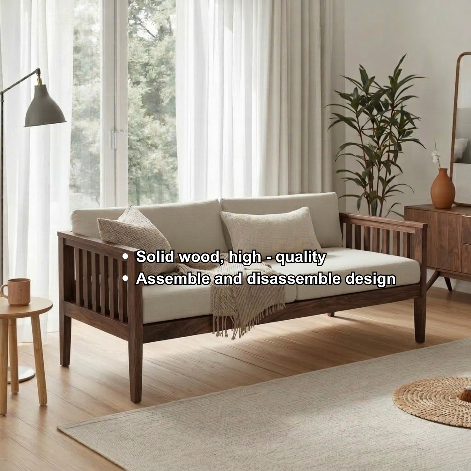 Handcrafted Solid Wood Slat Daybed Frame - Mission Style Sofa Bed