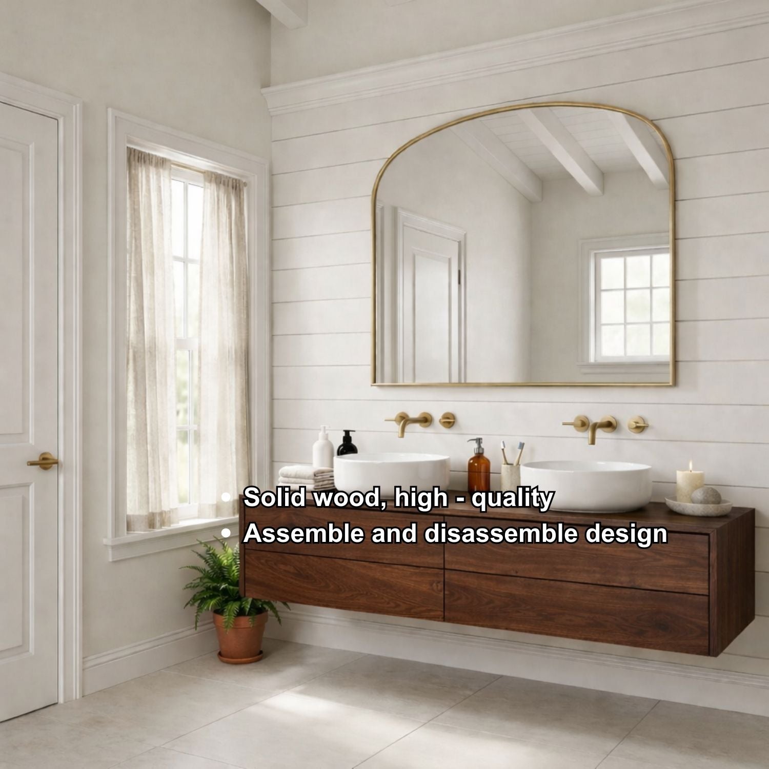 Floating Bathroom Vanity with Double Drawers – Handcrafted Solid Wood Design Kitchnce