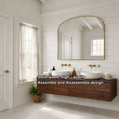 Floating Bathroom Vanity with Double Drawers – Handcrafted Solid Wood Design Kitchnce