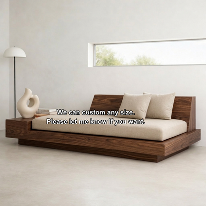 Modern Solid Wood Daybed with Minimalist Platform Base and Comfortable Backrest