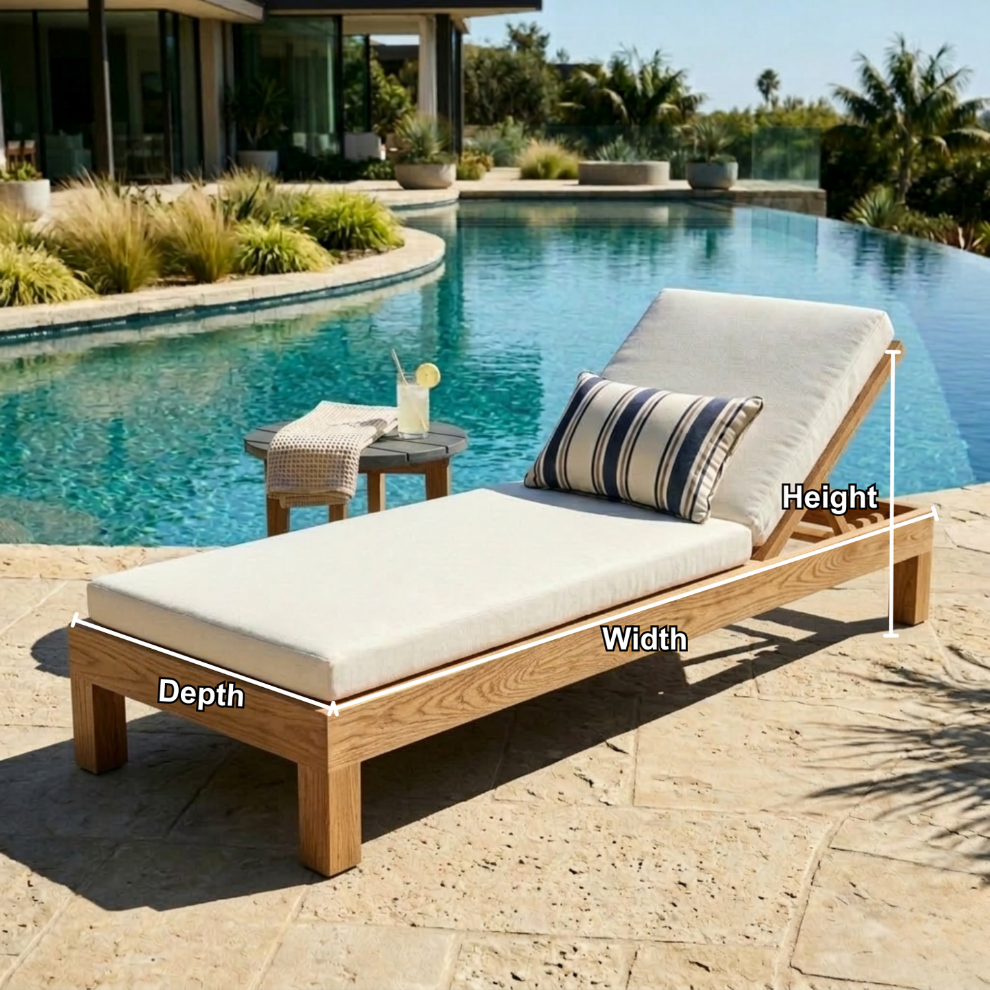 Handcrafted Solid Wood Outdoor Chaise Lounge - Adjustable Reclining Sun Lounger Frame