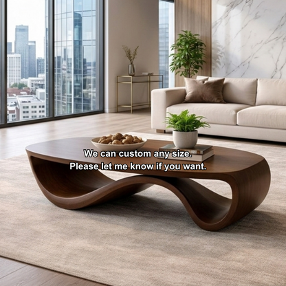 Sculptural Solid Wood Coffee Table – Modern Organic Living Room Center Table Kitchnce