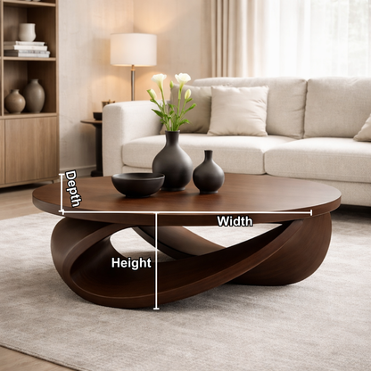 Sculptural Solid Wood Coffee Table – Modern Elegant Design for Living Rooms Kitchnce