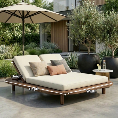 Luxury Solid Wood Double Outdoor Chaise Lounger Frame
