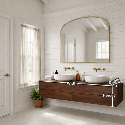 Floating Bathroom Vanity with Double Drawers – Handcrafted Solid Wood Design Kitchnce