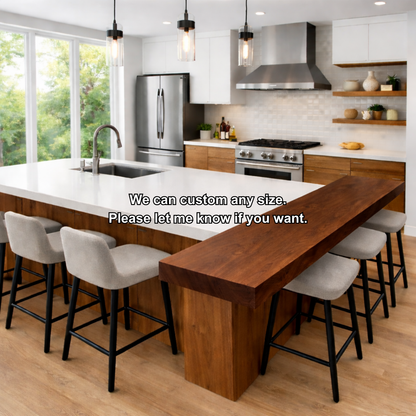 Solid Wood Kitchen Countertop with Overhang – Island Bar Top for Modern Kitchen Seating Kitchnce