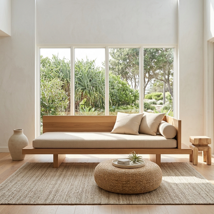 Handcrafted Asymmetrical Solid Wood Daybed Frame - Modern L-Shape Platform Bed