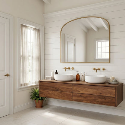 Floating Bathroom Vanity with Double Drawers – Handcrafted Solid Wood Design Kitchnce