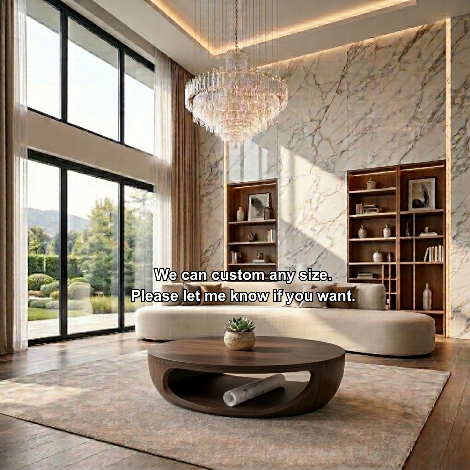Solid Wood Round Coffee Table with Open Base – Modern Sculptural Living Room Table Kitchnce