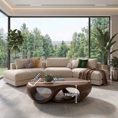 Sculptural Solid Wood Coffee Table – Modern Organic Living Room Center Table Kitchnce