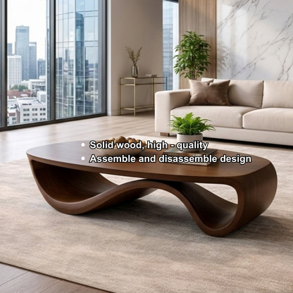 Sculptural Solid Wood Coffee Table – Modern Organic Living Room Center Table Kitchnce
