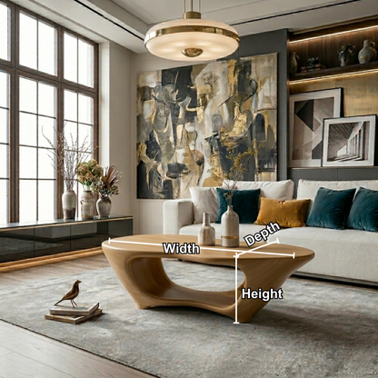 Sculptural Solid Wood Coffee Table – Modern Organic Living Room Center Table Kitchnce