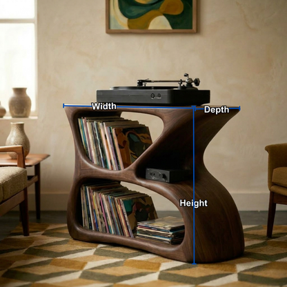 Solid Wood Vinyl Record Player Stand with Record Storage Shelf Kitchnce
