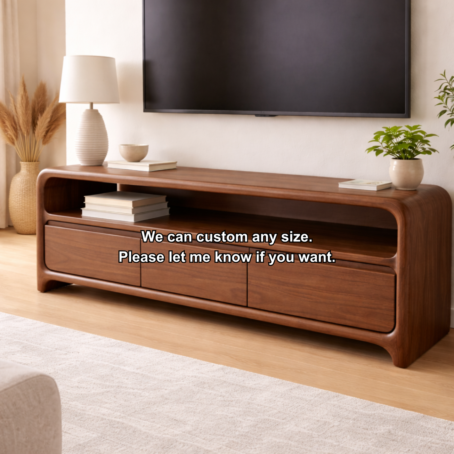 Solid Wood TV Stand with Sleek Design and Storage Drawers Kitchnce