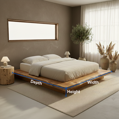 Handcrafted Solid Wood Live-Edge Platform Bed for Modern Natural Bedrooms Kitchnce