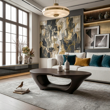 Sculptural Solid Wood Coffee Table – Modern Organic Living Room Center Table Kitchnce