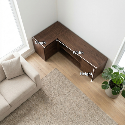 Solid Wood Corner TV Stand with Cabinet Storage and Open Media Shelves