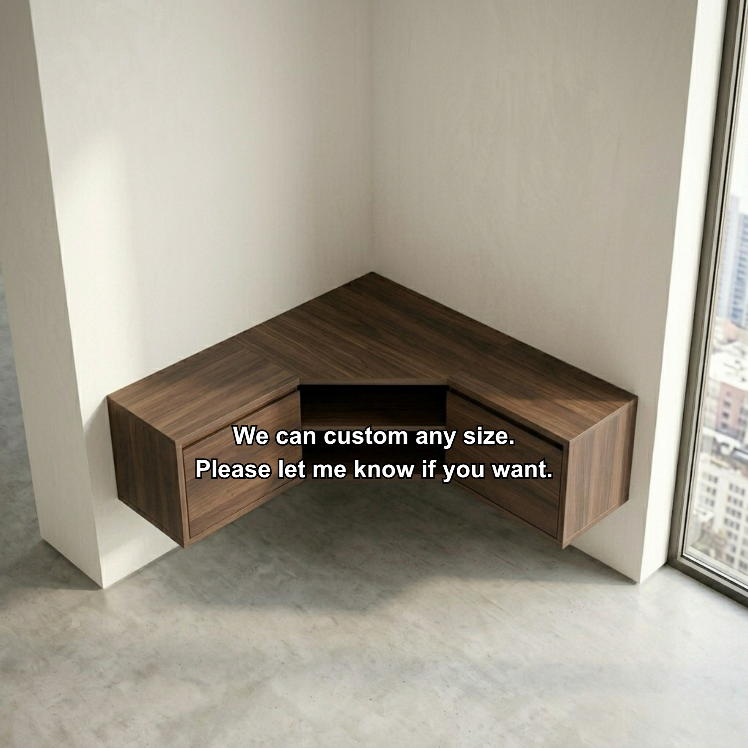 Floating Solid Wood Corner TV Stand with Cabinet Storage and Open Media Shelf