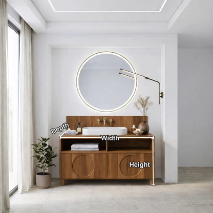 Handcrafted Circular Detail Vanity - Solid Wood Freestanding Modern Bathroom Cabinet Kitchnce