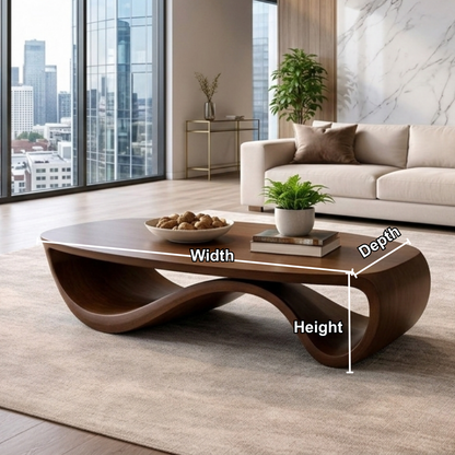 Sculptural Solid Wood Coffee Table – Modern Organic Living Room Center Table Kitchnce