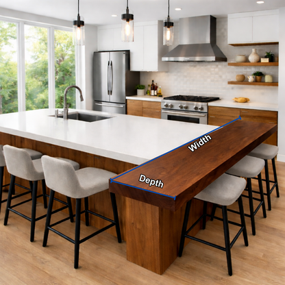 Solid Wood Kitchen Countertop with Overhang – Island Bar Top for Modern Kitchen Seating Kitchnce