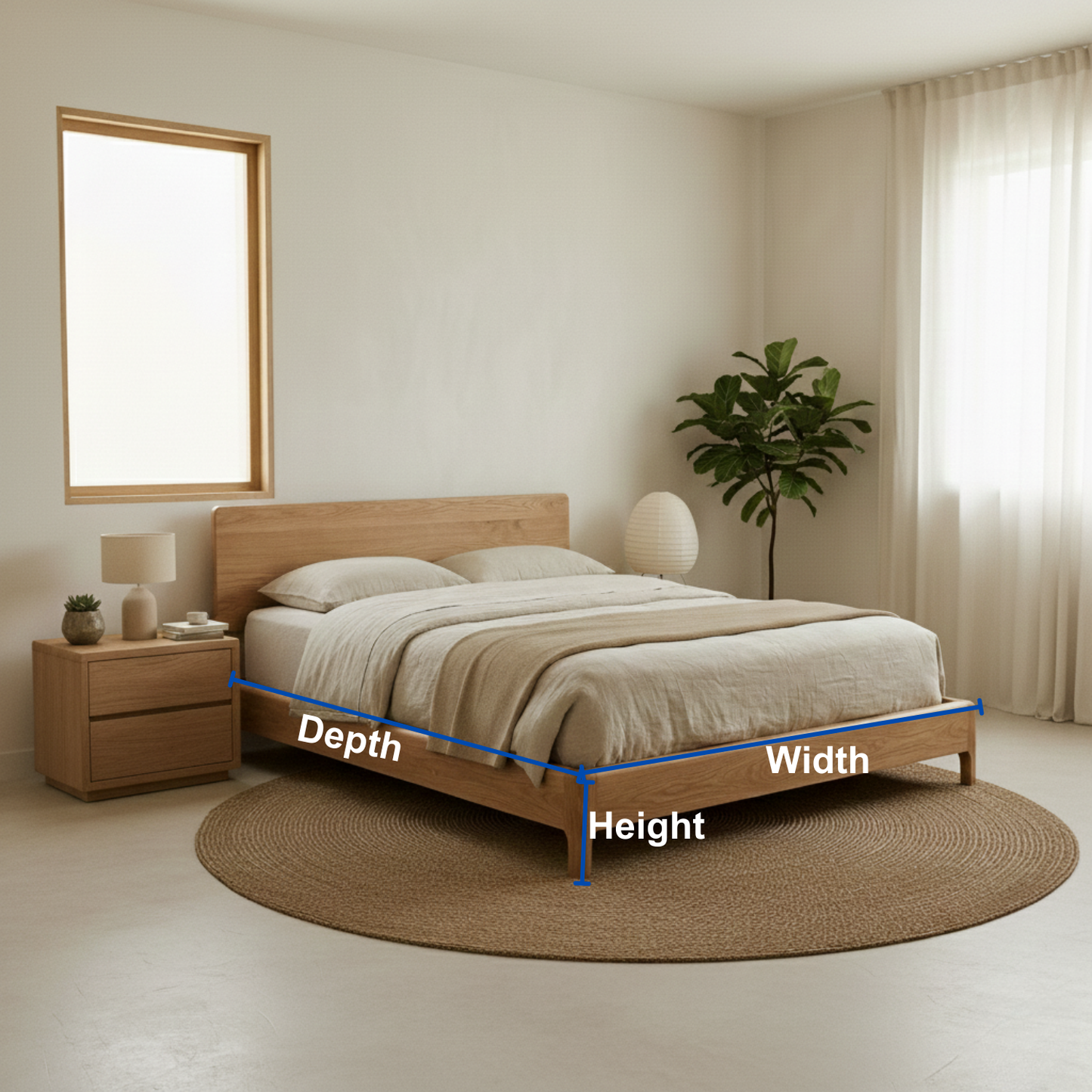 Handcrafted Solid Wood Japandi Bed Frame with Minimalist Low Profile Design Kitchnce