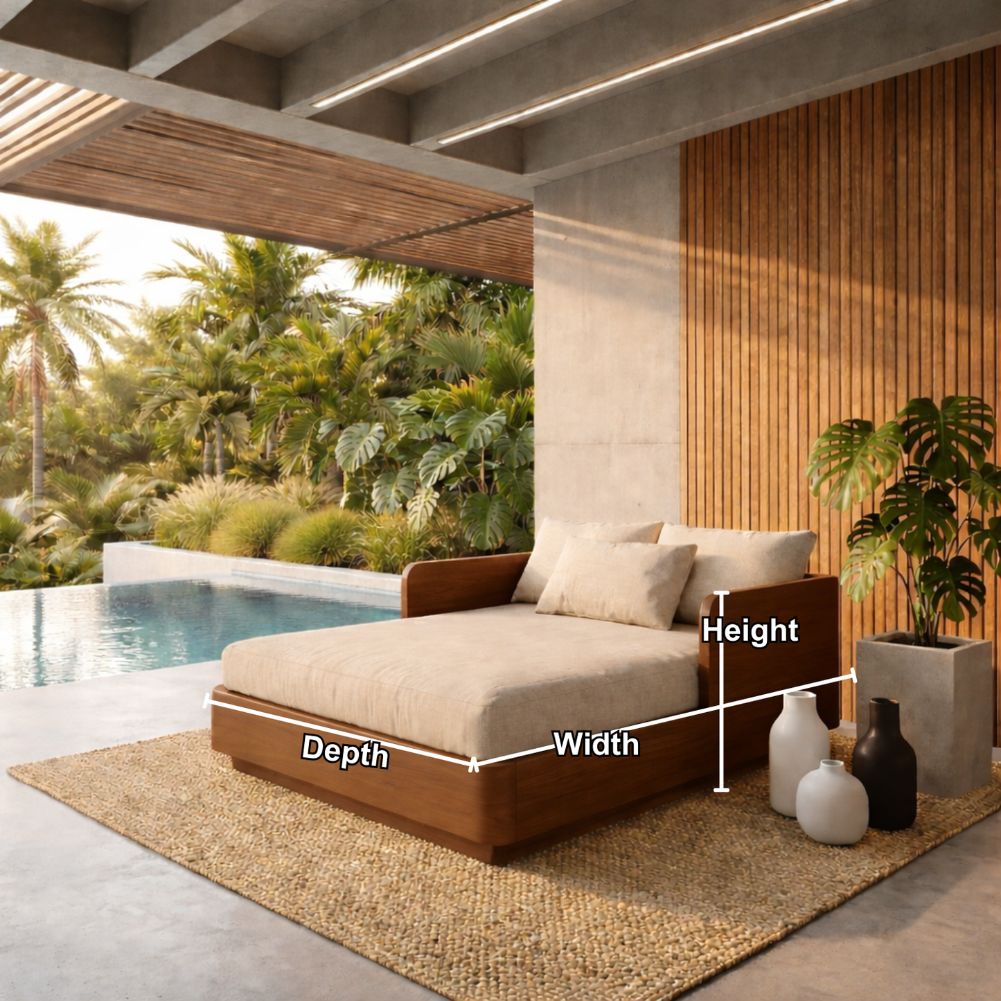 Solid Wood Daybed Frame with Side Backrest – Modern Minimalist Lounge Bed Kitchnce
