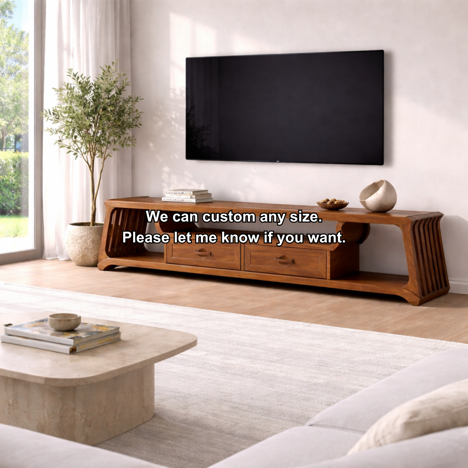 Modern Solid Wood TV Stand with Storage – Stylish & Functional TV Console Kitchnce