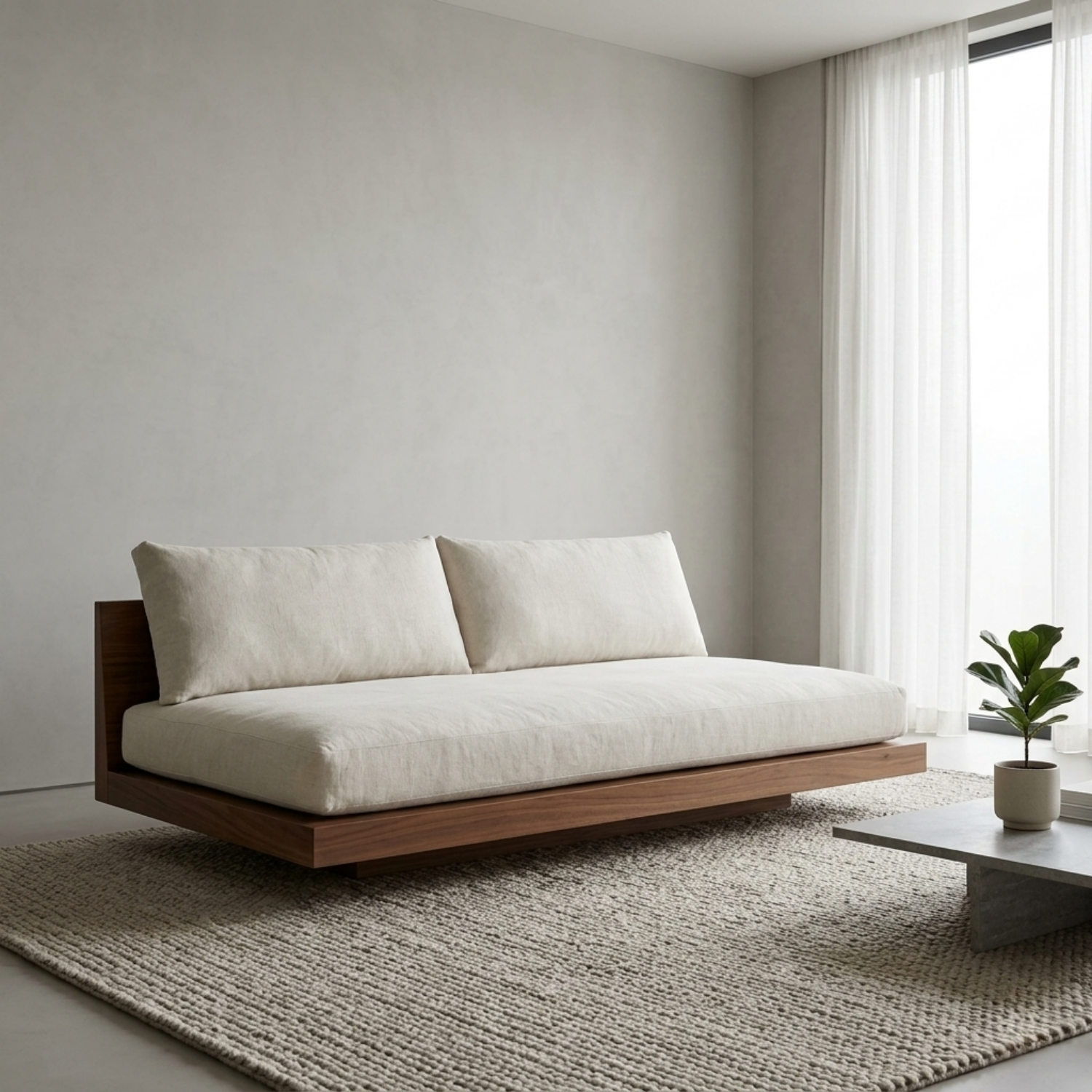 Solid Wood Platform Sofa Frame – Minimalist Low Profile Modern Wood Sofa Kitchnce