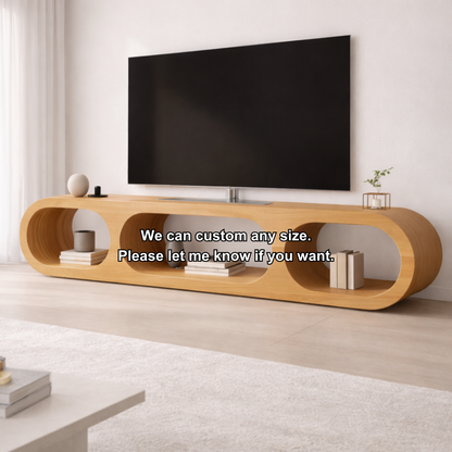 Modern Solid Wood TV Stand with Oval Open Storage and Sleek Design Kitchnce