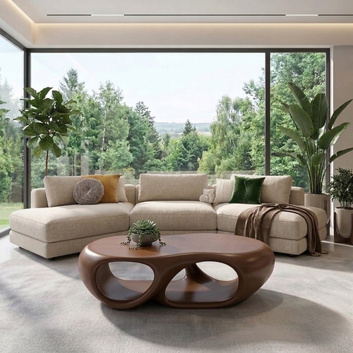 Sculptural Solid Wood Coffee Table – Modern Organic Living Room Center Table Kitchnce