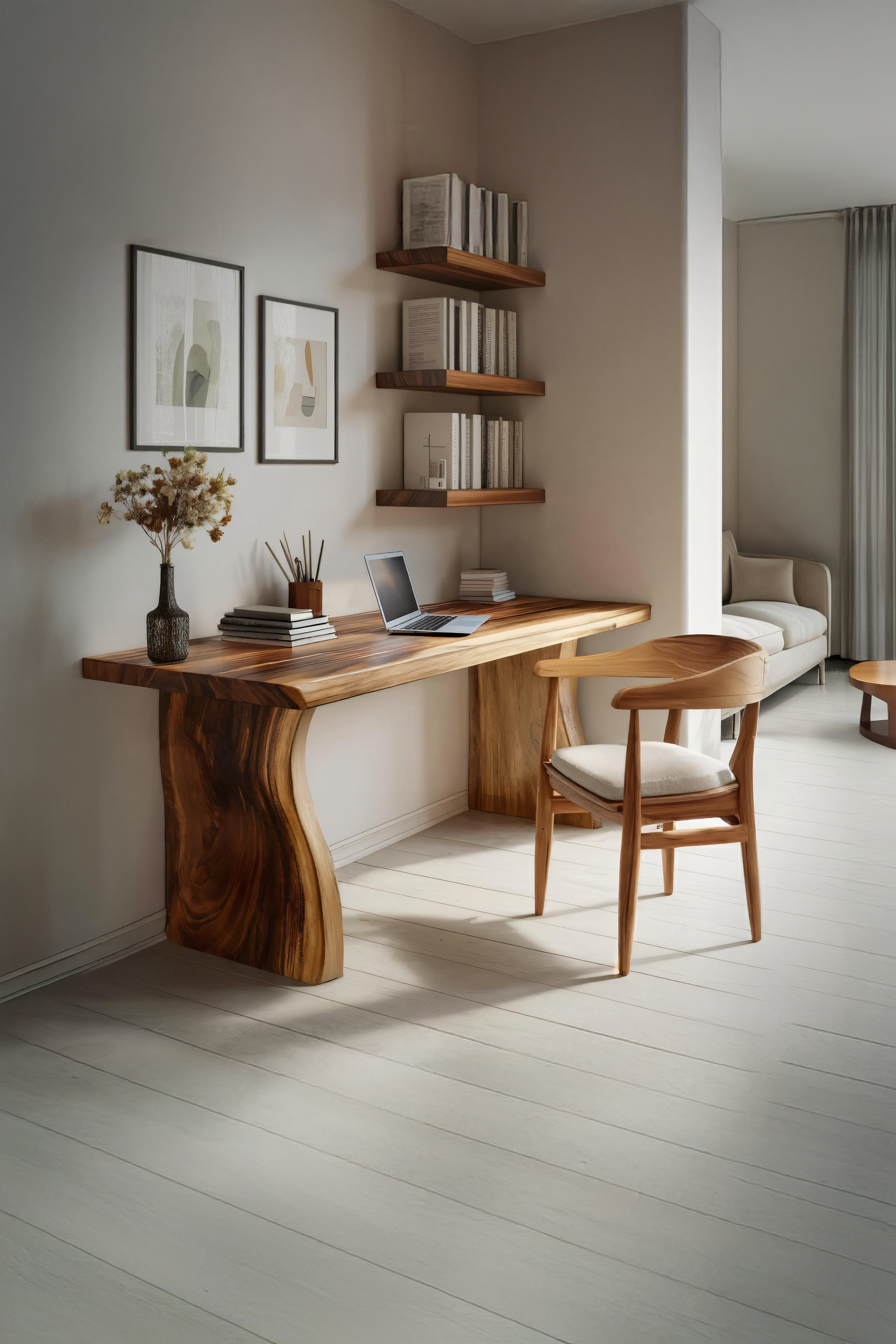 Handcrafted Solid Wood Desk For Reading And Work Area Kitchnce