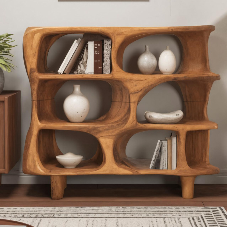 Modern Organic Sculptural Bookshelf For Living Room Or Office Kitchnce