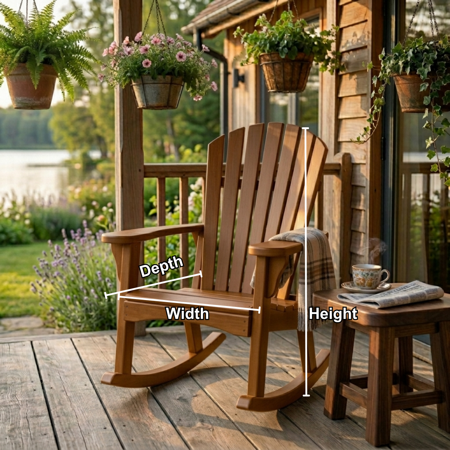Handcrafted Solid Wood Rocking Chair with Classic Slatted Back Design