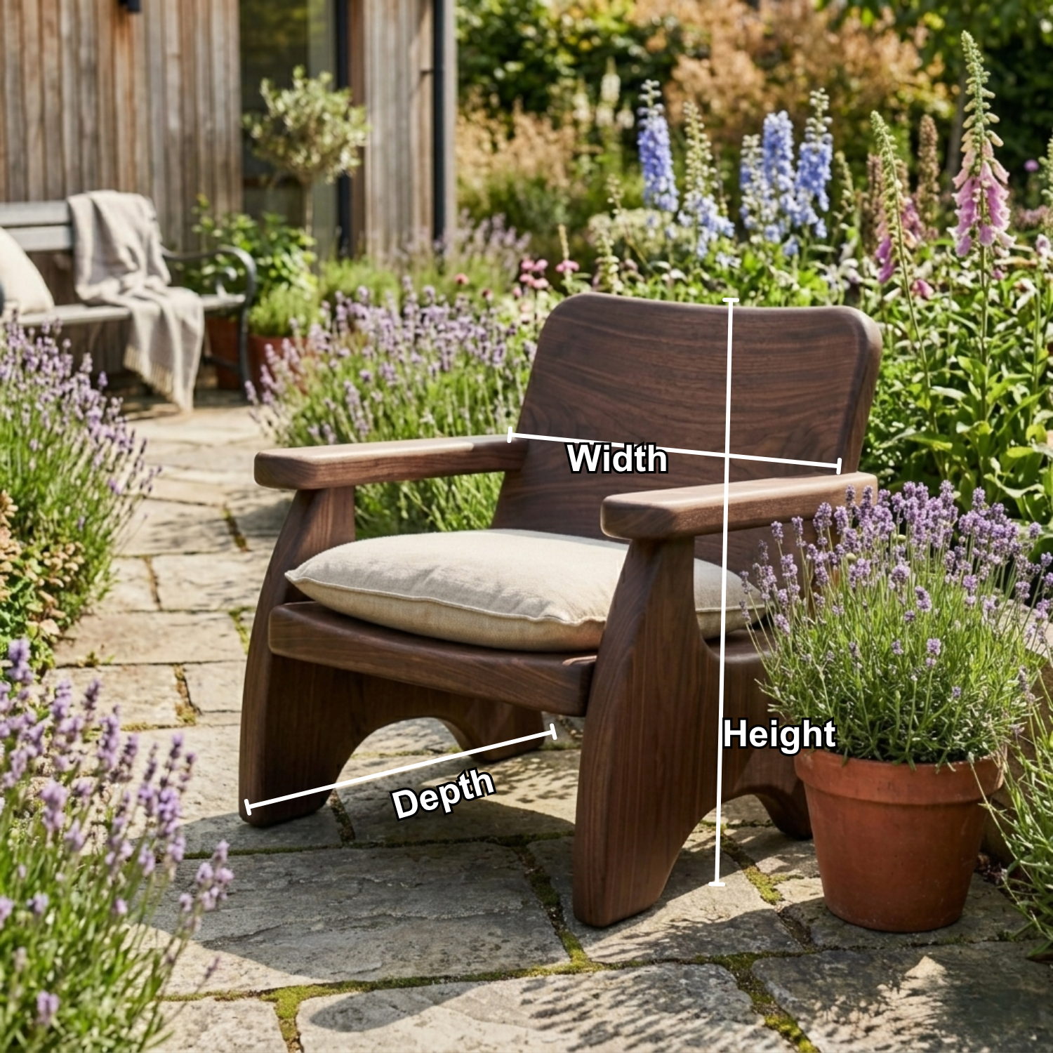 Handcrafted Solid Wood Lounge Chair with Modern Armrests