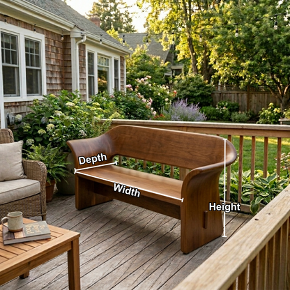 Solid Wood Outdoor Bench with Curved Wraparound Backrest Patio Garden Seating