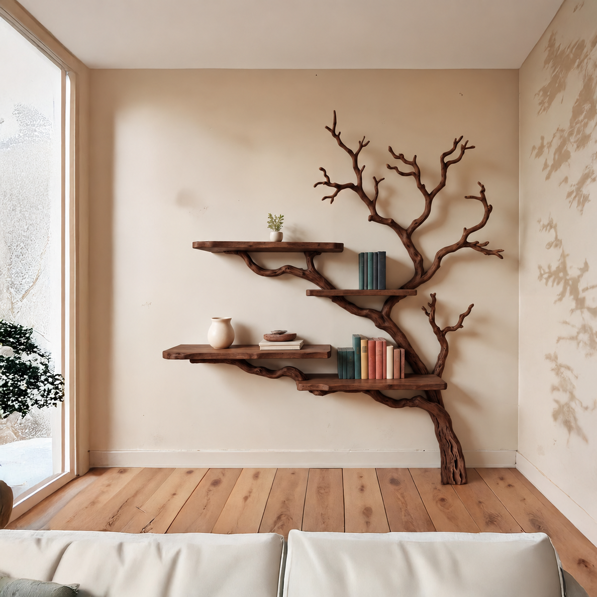 Willowreach Handcrafted Solid Wood Tree Bookshelf