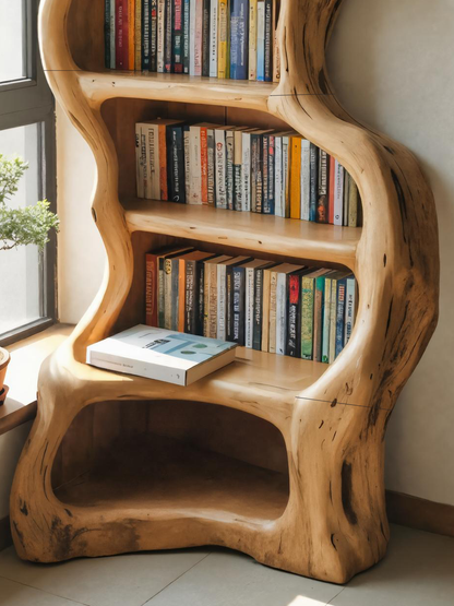 Organic Live Edge Bookshelf For Rustic Living Room Or Office Kitchnce